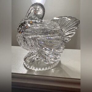 SOLD Shannon 24% Lead Crystal Turkey Covered Dish Made in Czech Republic New W/O